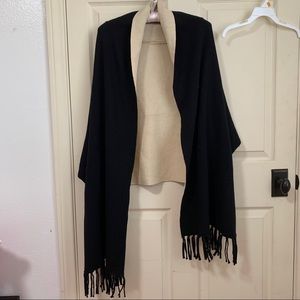 Wool fringed cape